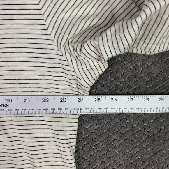 Marine Layer Henley Shirt Men's XL Ivory Black Stripe Long Sleeve - Picture 6 of 10